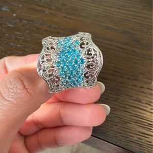 Natural Mined Malgache Neon Apatite 10gm Ring Sterling Silver (Size 10) 2.45 ctw